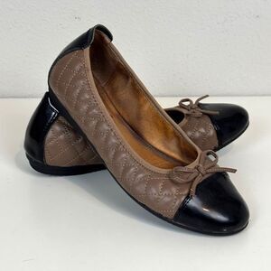 Josef Seibel Pippa 76 Quilted Ballet Flats Taupe Black Patent 38